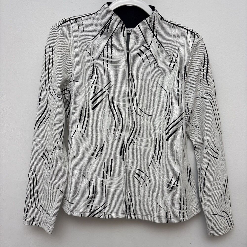 Vintage Y2K Ravel Jacket, ‎ Geometric Textured Stretch,  Zip Front, Womens Large